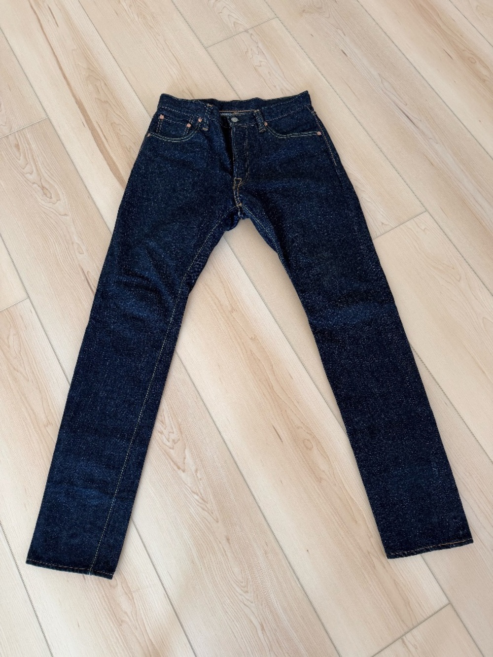 PURE BLUE JAPAN Selvedge Jeans XX-019 14oz Relaxed Tapered Blue In Green (32)